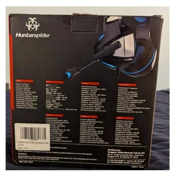 Hunterspider V-3 Pro Gaming Headset - Blue, Light up headset - Picture 2 of 3